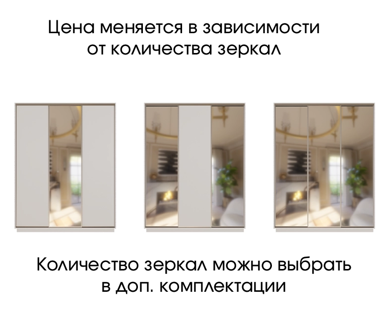 Шкаф-купе с зеркалом Сириус Кашемир